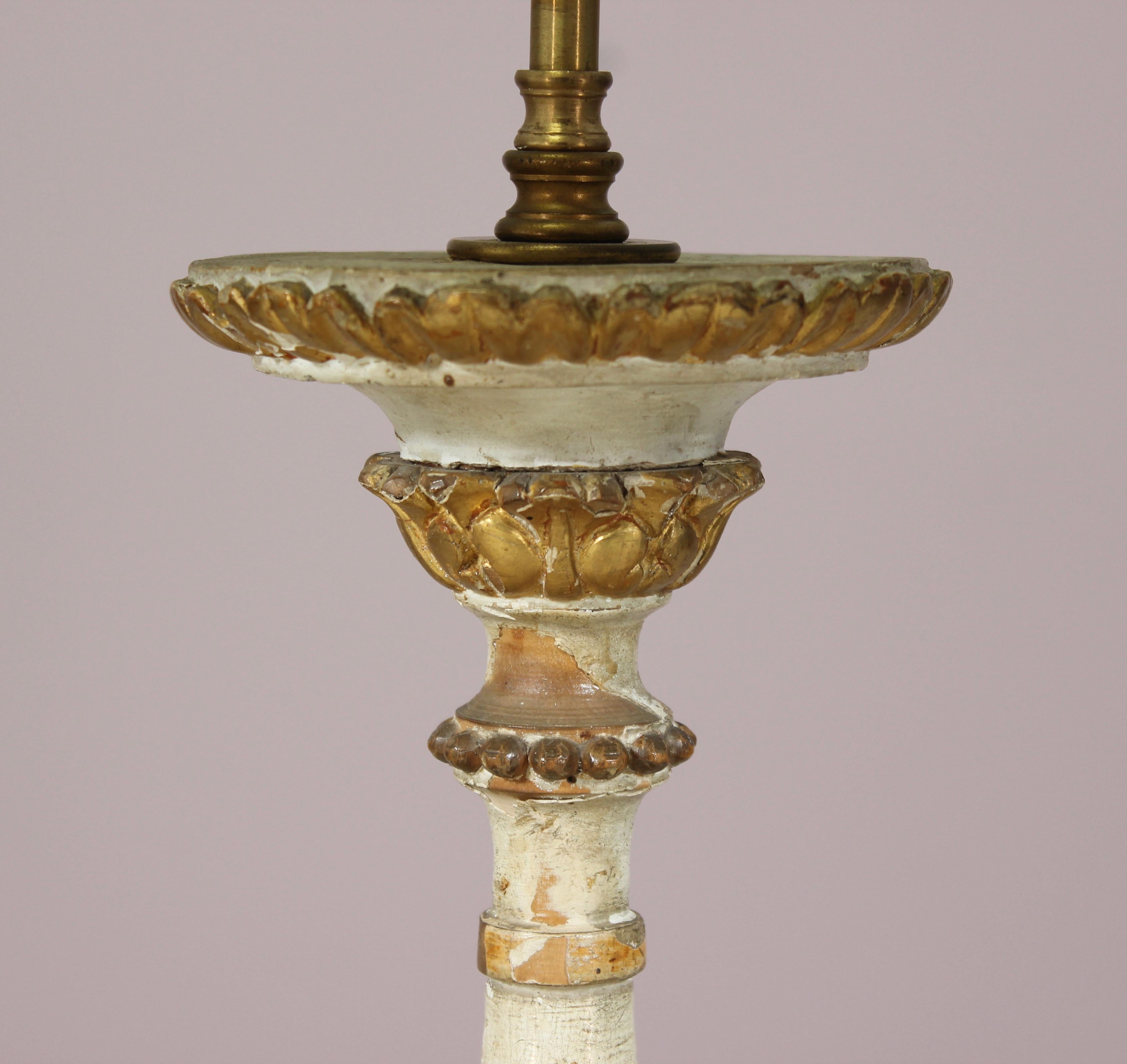 Baroque Antique Italian Altarstick Lamp