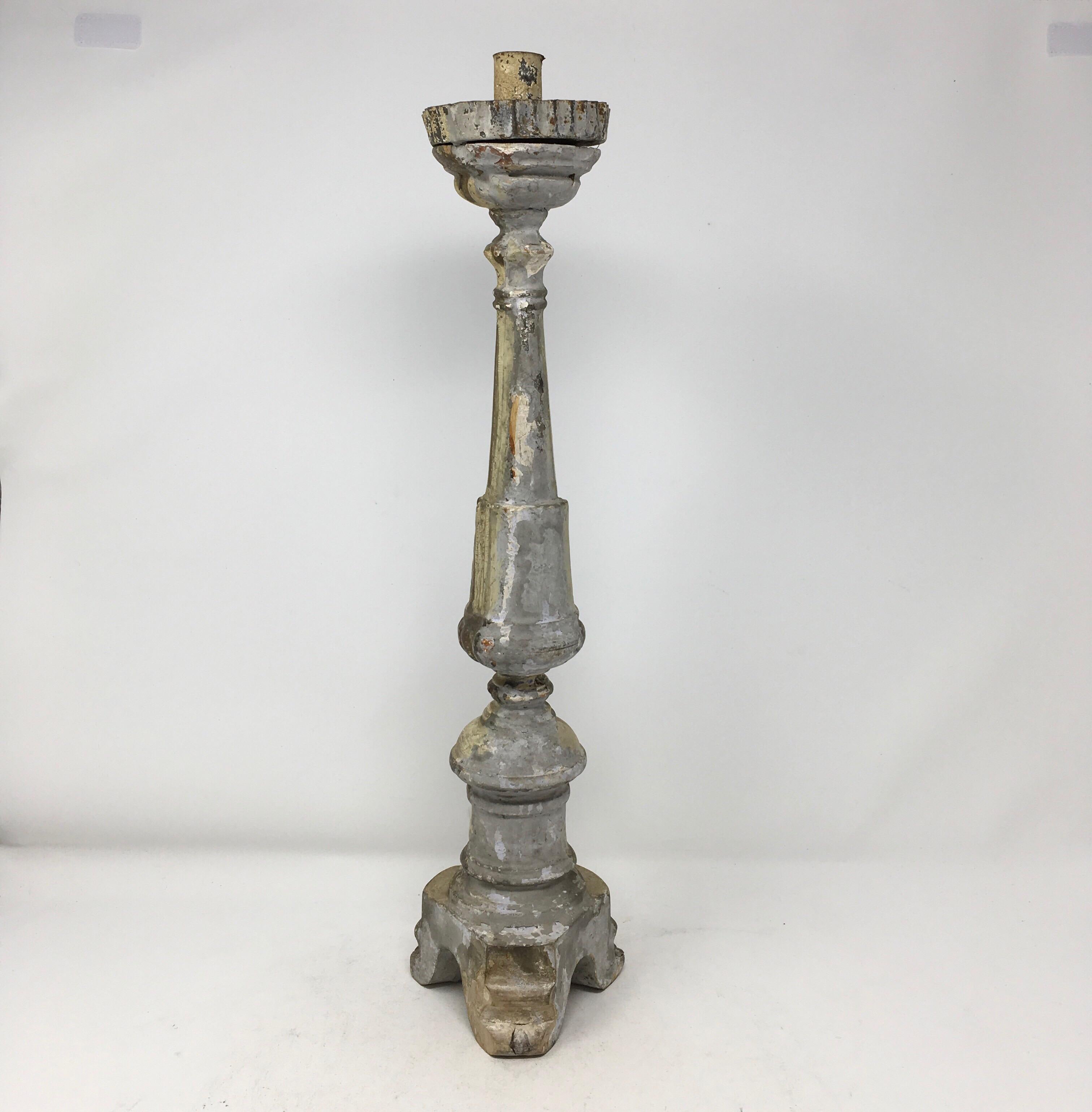 Antique Italian Alter Candlestick In Good Condition In Houston, TX