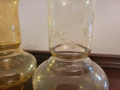 A Set of (3) Antique Italian Amber Glass Hurricane Shades with 2" Fitting