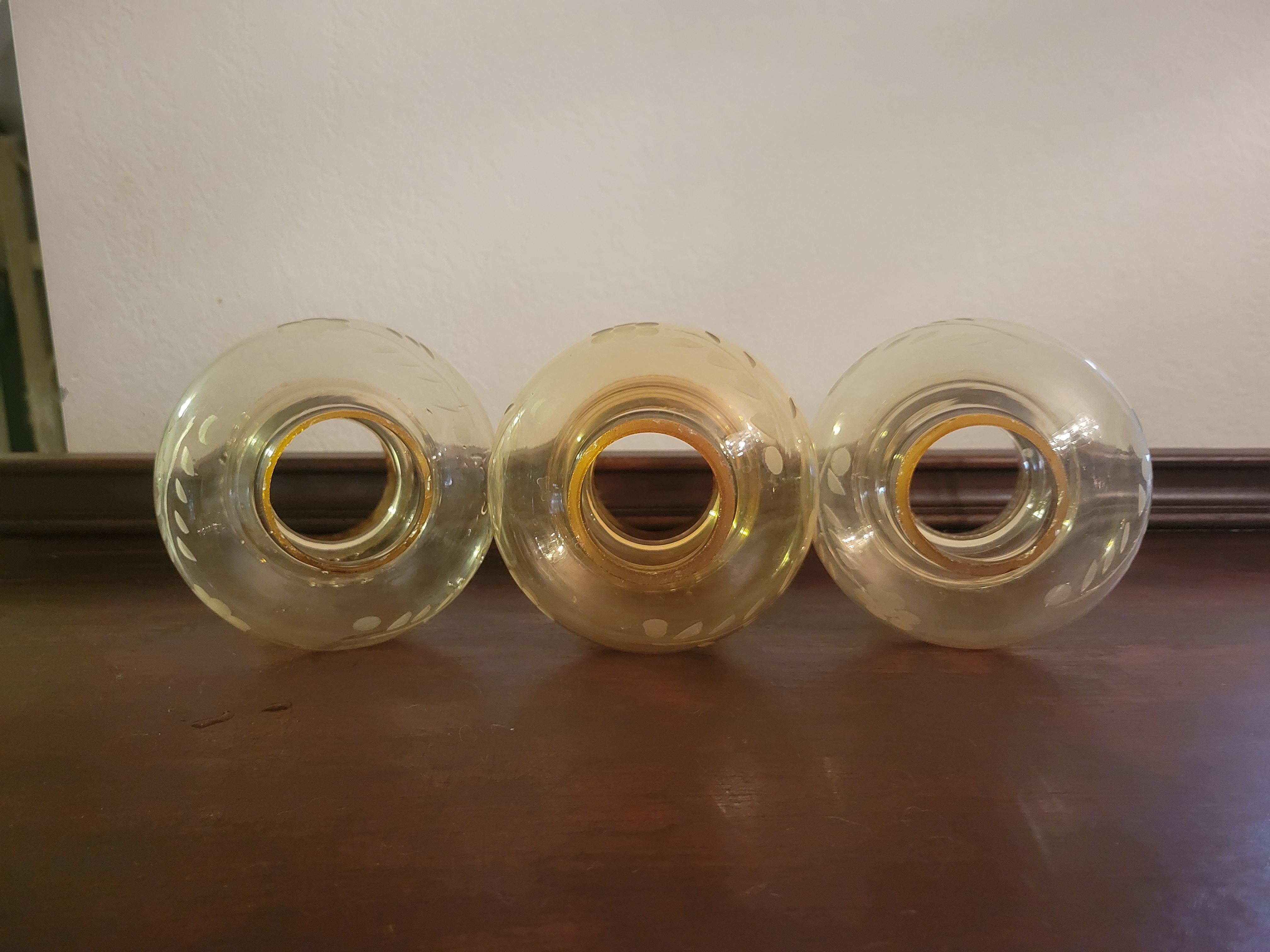 20th Century Antique Italian Amber Glass Hurricane Shades with 2