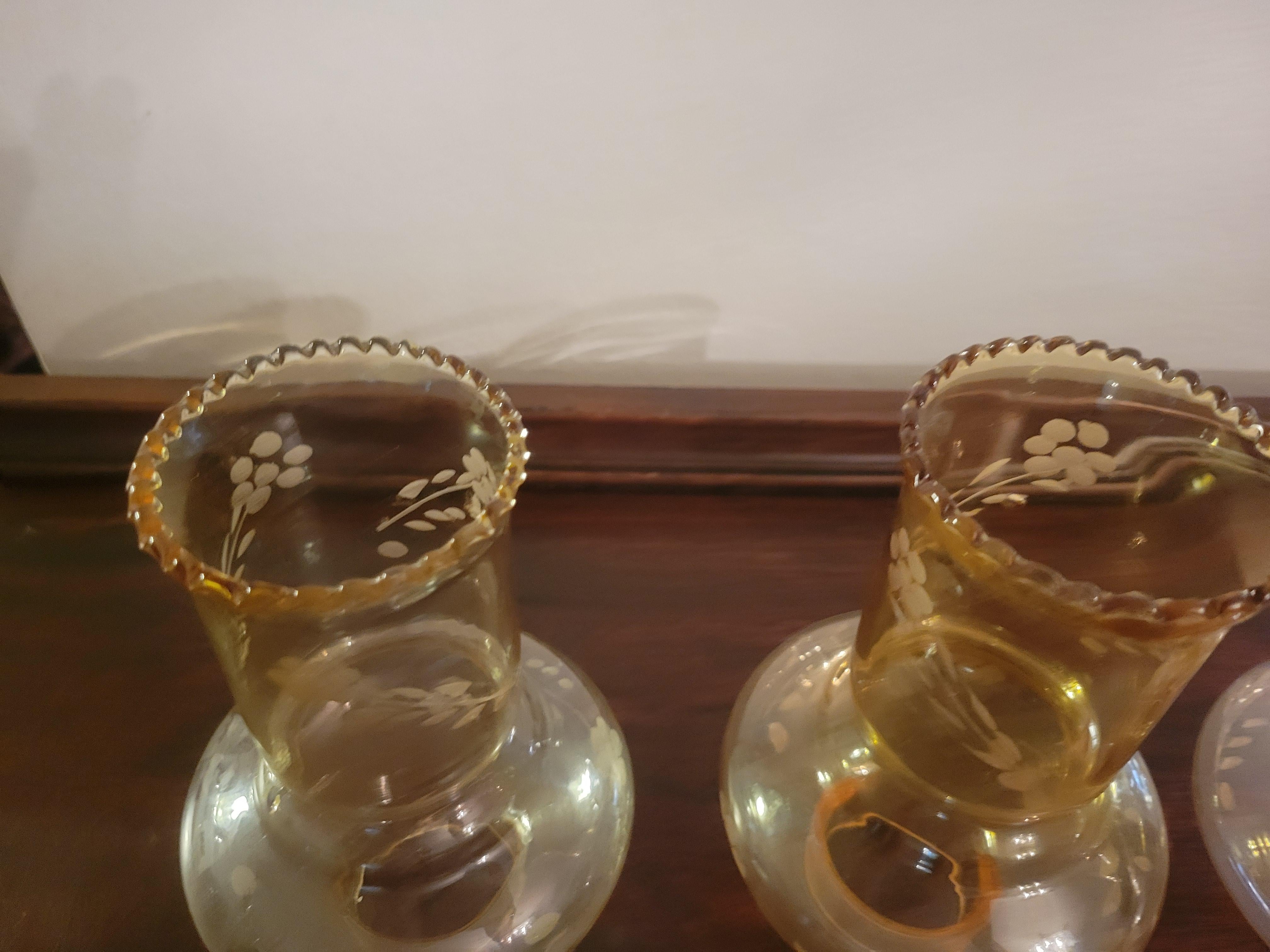 Antique Italian Amber Glass Hurricane Shades with 2