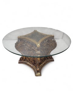 Antique Italian Architectural Carved Ornate Gilt Wood Base Dining/Center Table