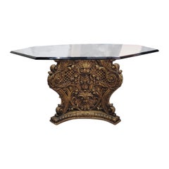 Antique Italian Architectural Carved Ornate Gilt Wood Base Dining/Center Table