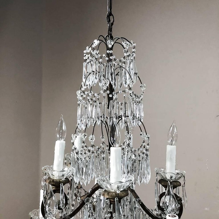 Antique Italian Art Deco Period Cut Crystal Chandelier For