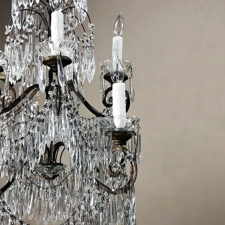 Antique Italian Art Deco Period Cut Crystal Chandelier For