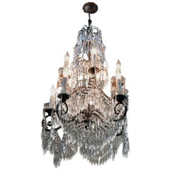 Antique Italian Art Deco Period Cut Crystal Chandelier