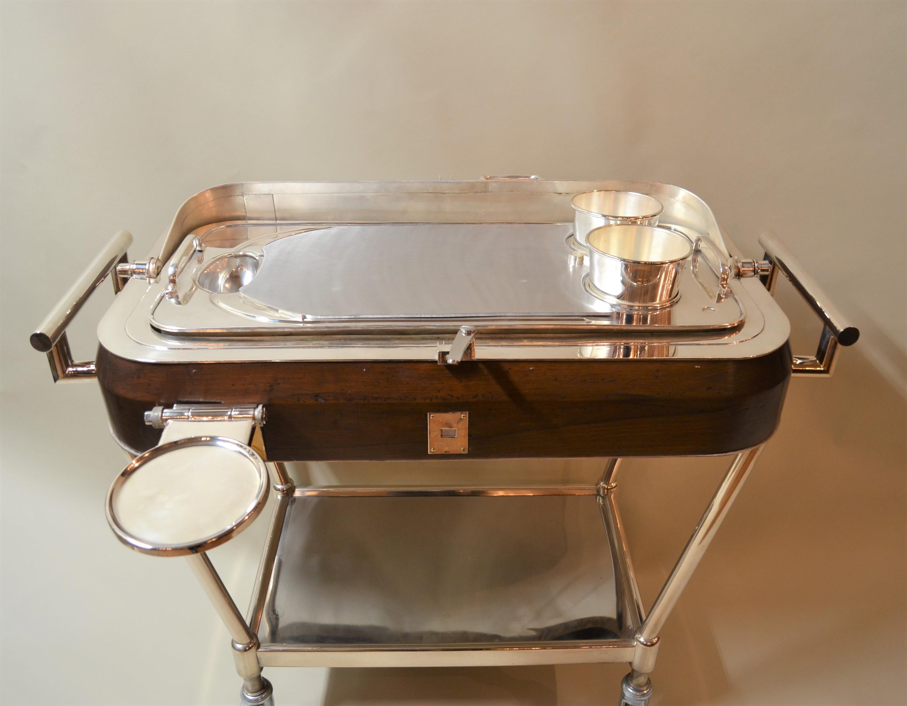 Antique Italian Art Deco style silver-plated beef trolley, Circa 1920.