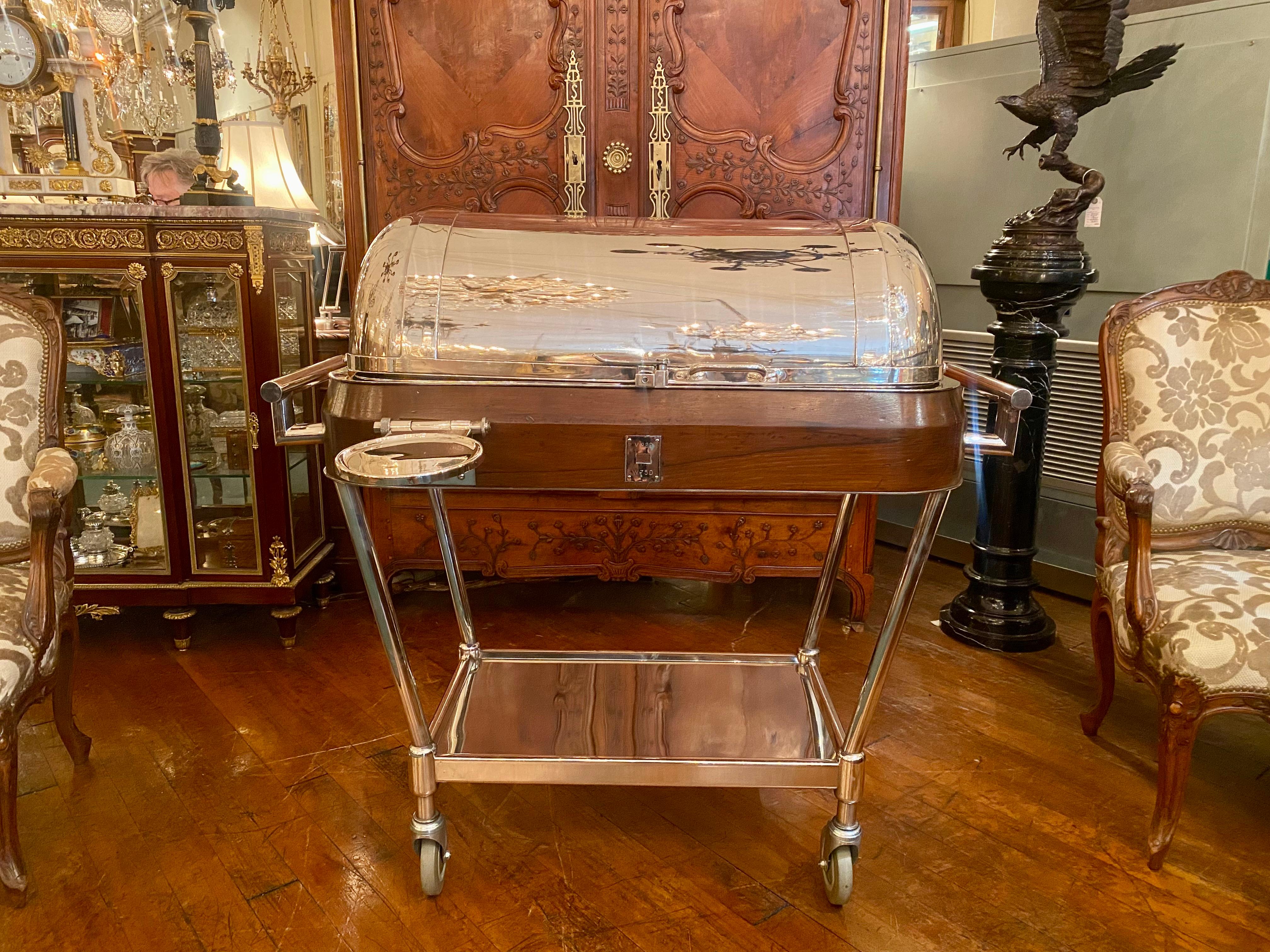 Silver Plate Antique Italian Art Deco Silver-Plated Beef Trolley, Circa 1920