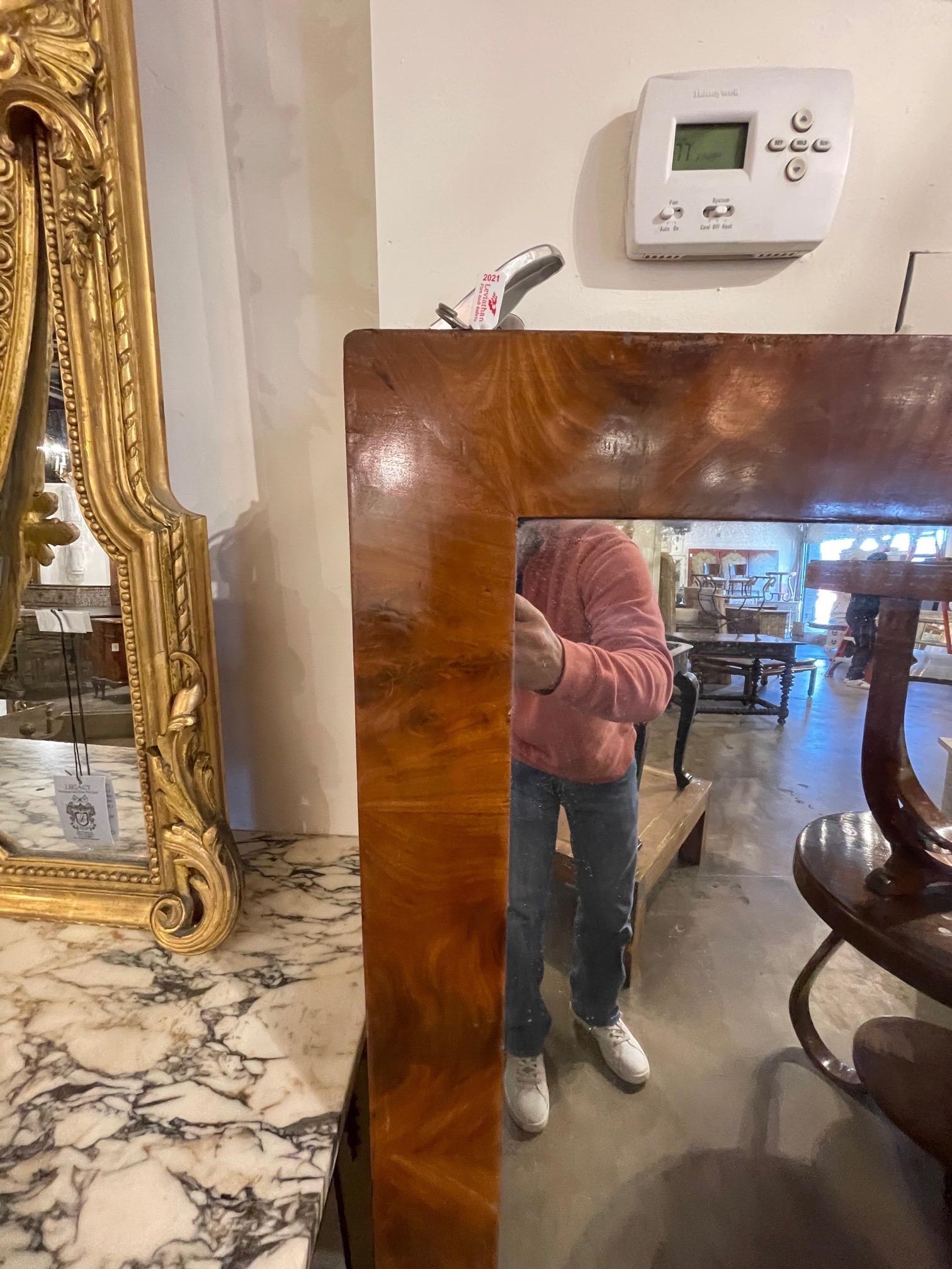 Antique Italian Art Deco Walnut Mirror In Good Condition In Dallas, TX