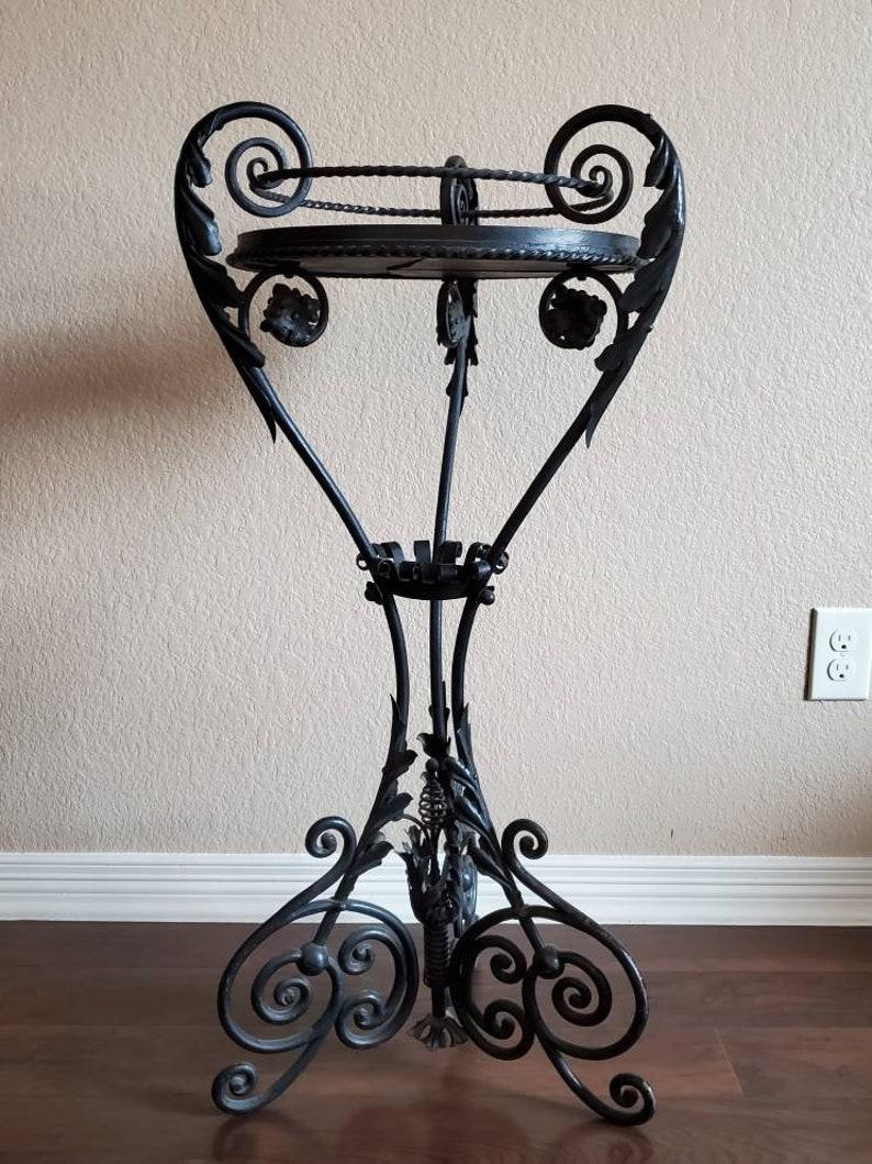 Alessandro Mazzucote Italian Art Nouveau Wrought Iron Pedestal Table Plant Stand For Sale 2