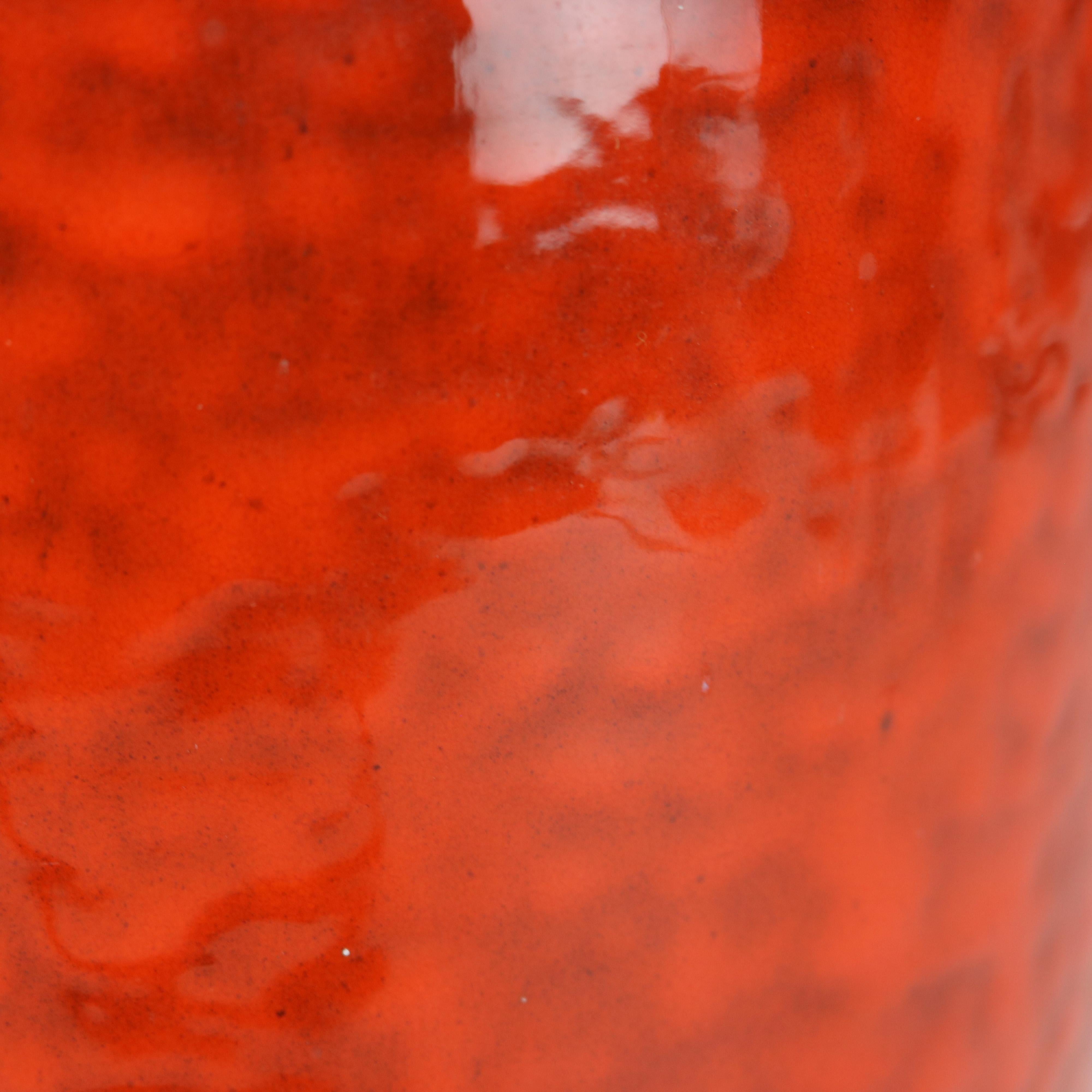 Antique Italian Arts & Crafts Mottled Orange Glazed Tall Pottery Vase c1920 For Sale 1