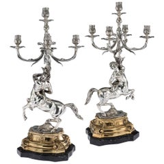 Antique Italian Avolio Solid Silver Candelabra, Naples, circa 1930