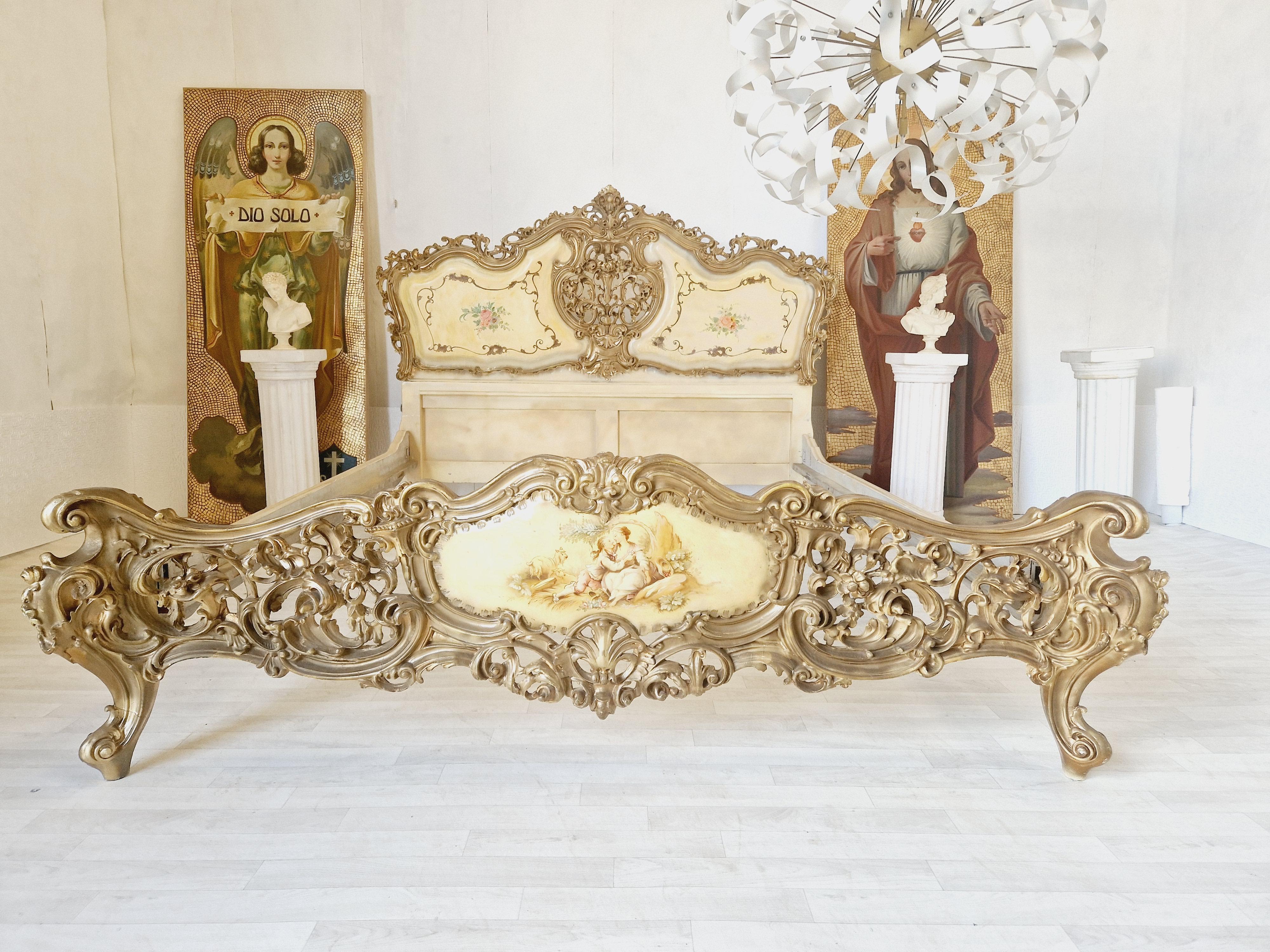 Antique Italian Baroque Bed Venetian Style 8