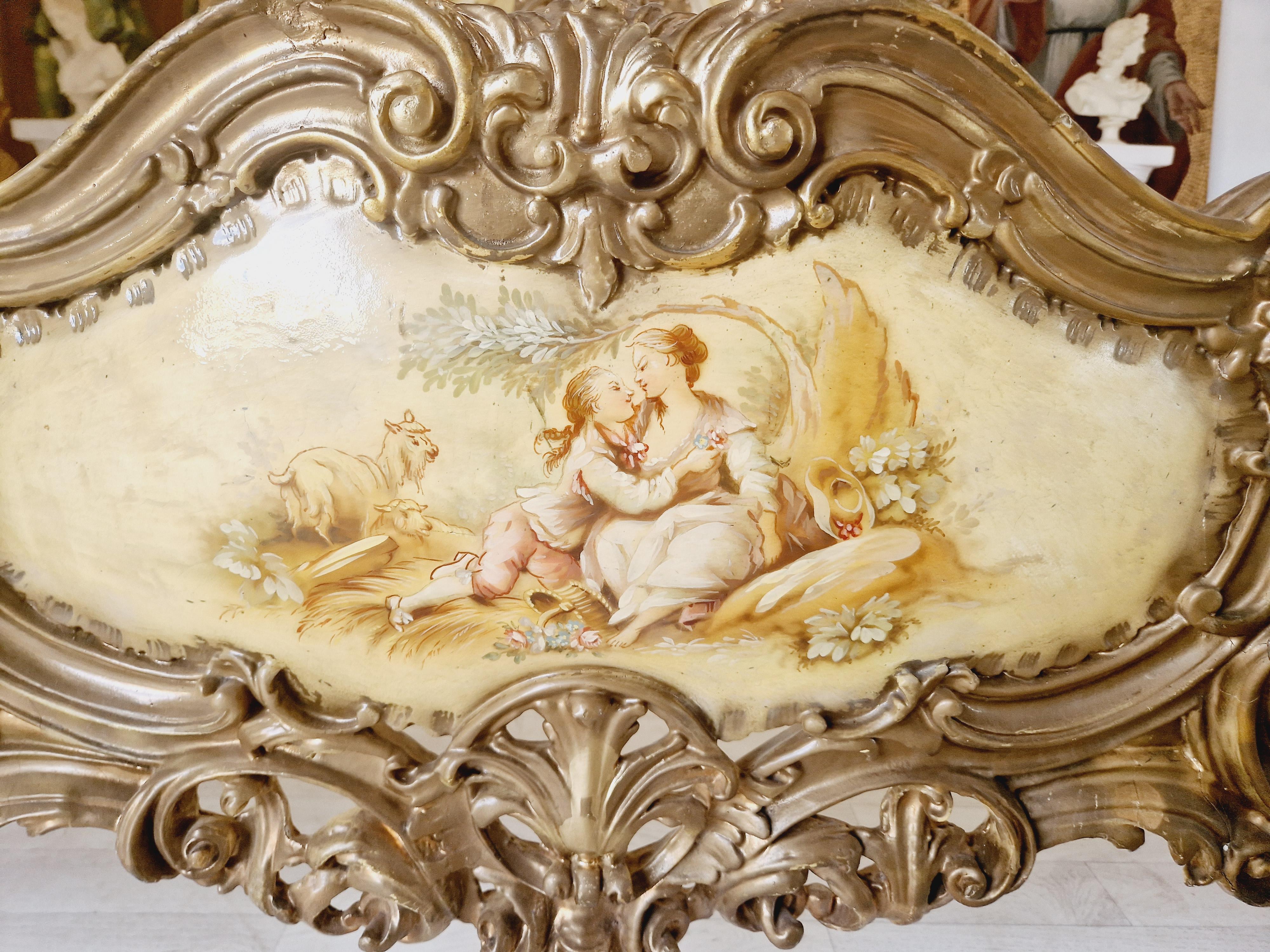 Hardwood Antique Italian Baroque Bed Venetian Style