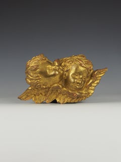 19th Century Antique Italian Baroque Giltwood Cherub Wall Hanging