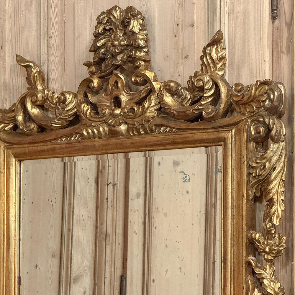 Antique Italian Baroque Carved Giltwood Wall Mirror For Sale 6