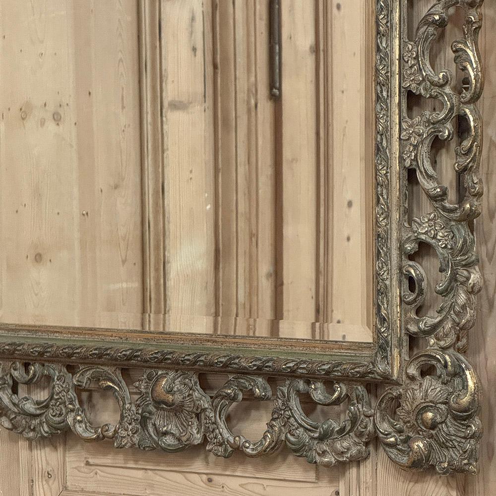 Antique Italian Baroque Carved Giltwood Wall Mirror For Sale 7