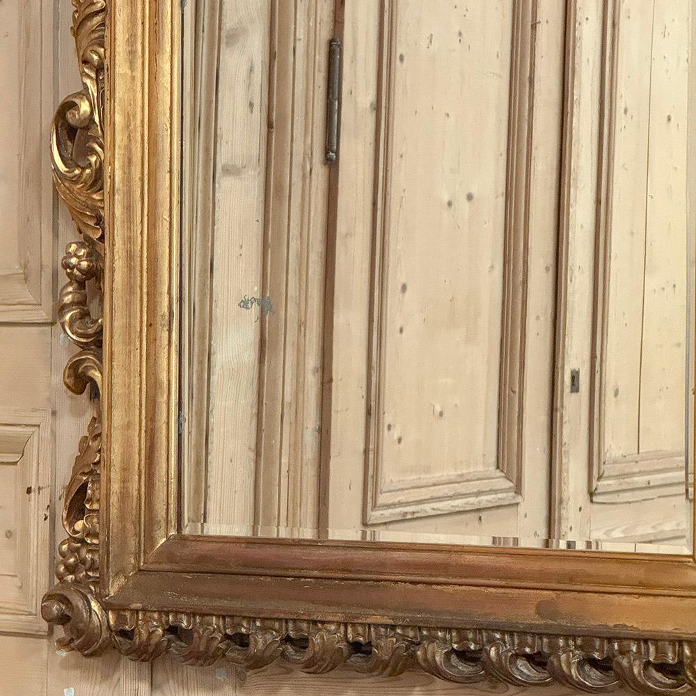 Antique Italian Baroque Carved Giltwood Wall Mirror For Sale 9