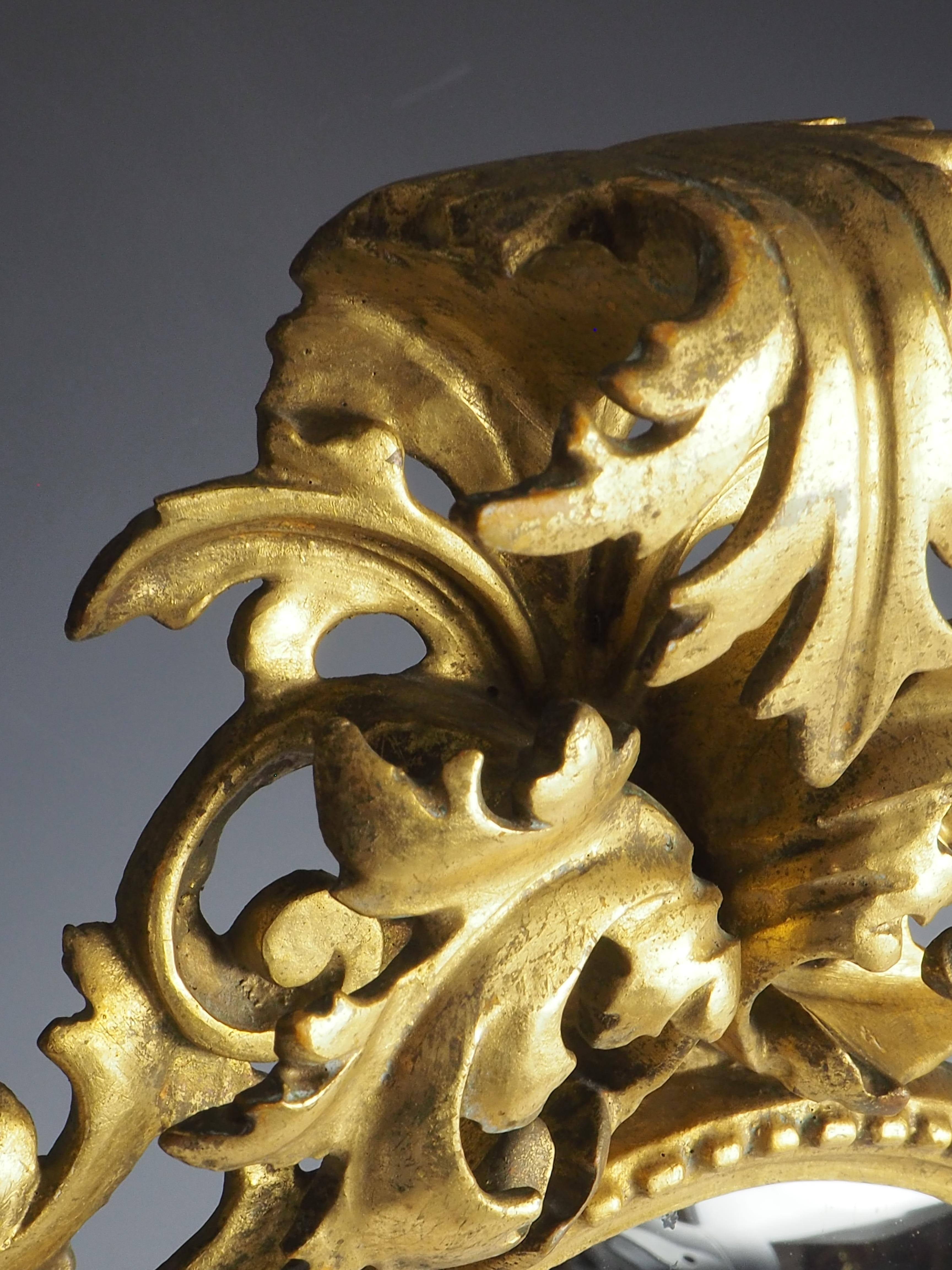 Antike italienische Barock geschnitzt Giltwood Wandspiegel im Angebot 11