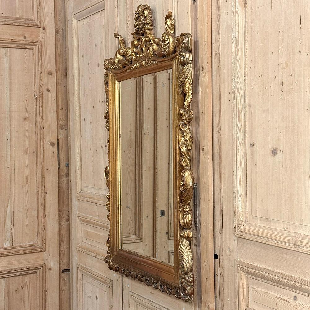 Antique Italian Baroque Carved Giltwood Wall Mirror For Sale 12