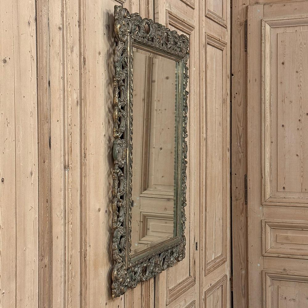 Antique Italian Baroque Carved Giltwood Wall Mirror For Sale 11