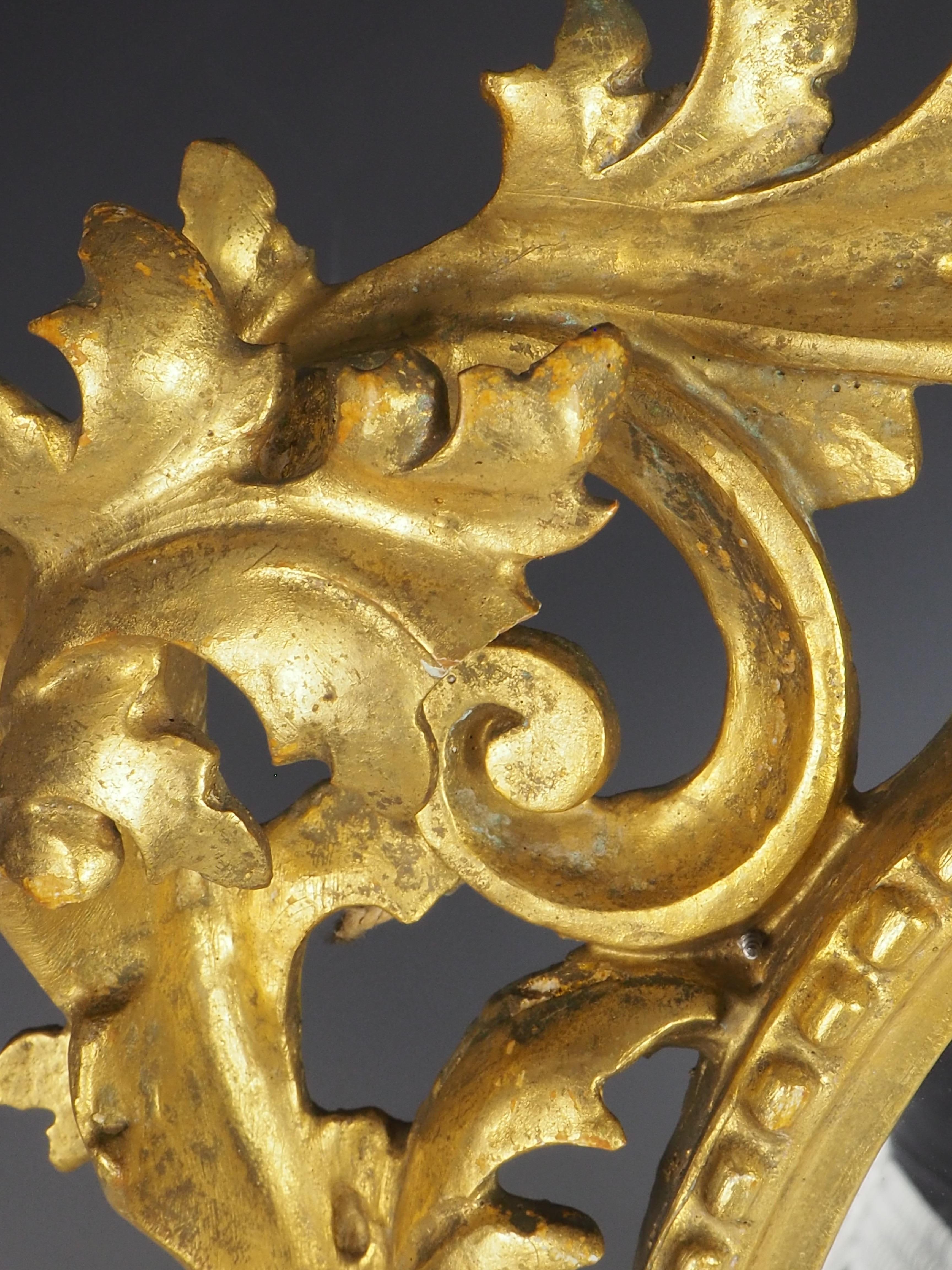 Antike italienische Barock geschnitzt Giltwood Wandspiegel im Angebot 13