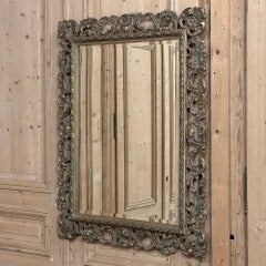 Antique Mirror da parete in legno dorato intagliato barocco italiano