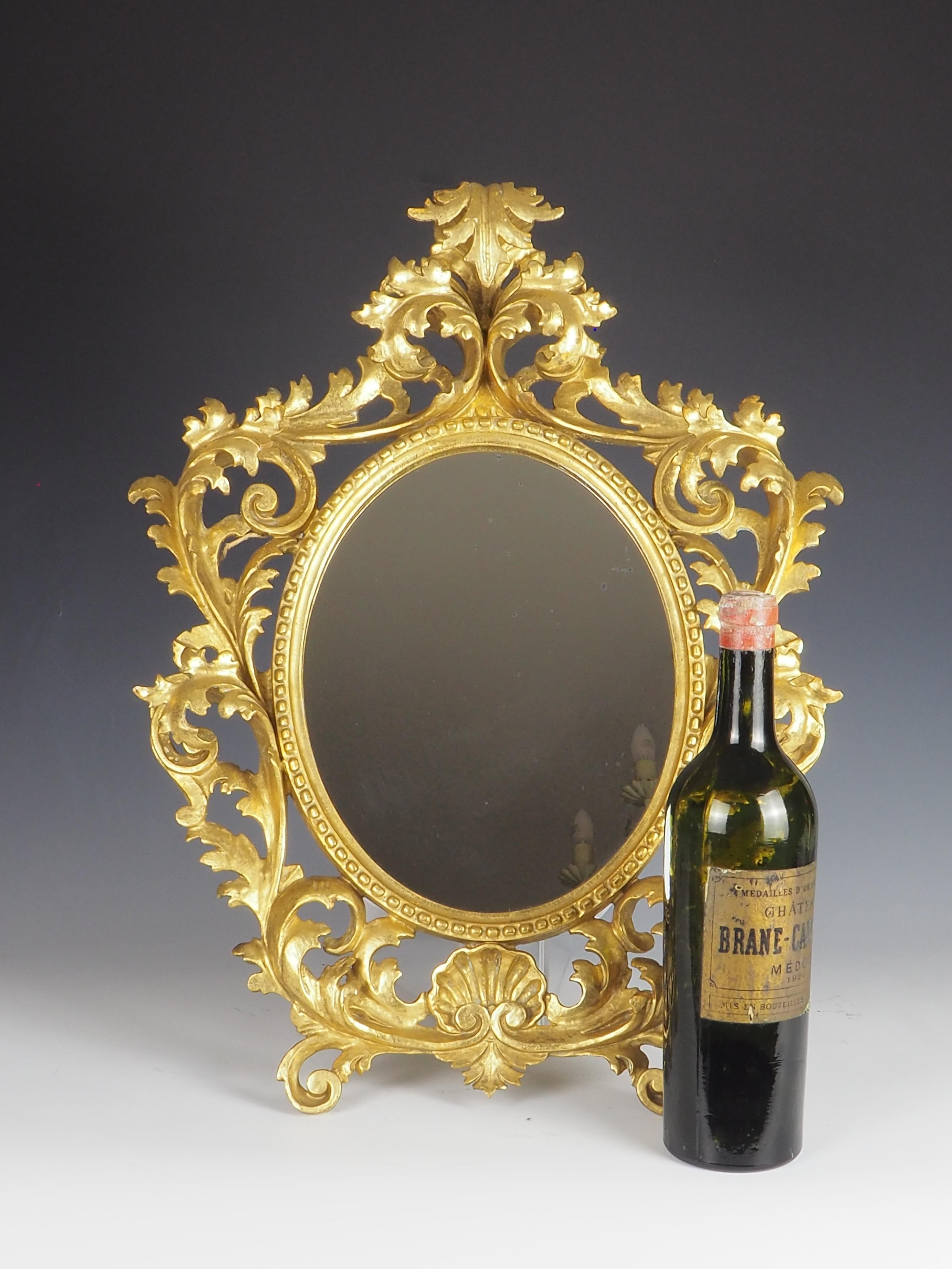 Antike italienische Barock geschnitzt Giltwood Wandspiegel (Italienisch) im Angebot