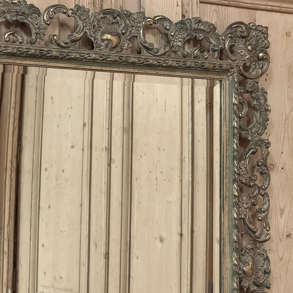 20th Century Antique Italian Baroque Carved Giltwood Wall Mirror For Sale