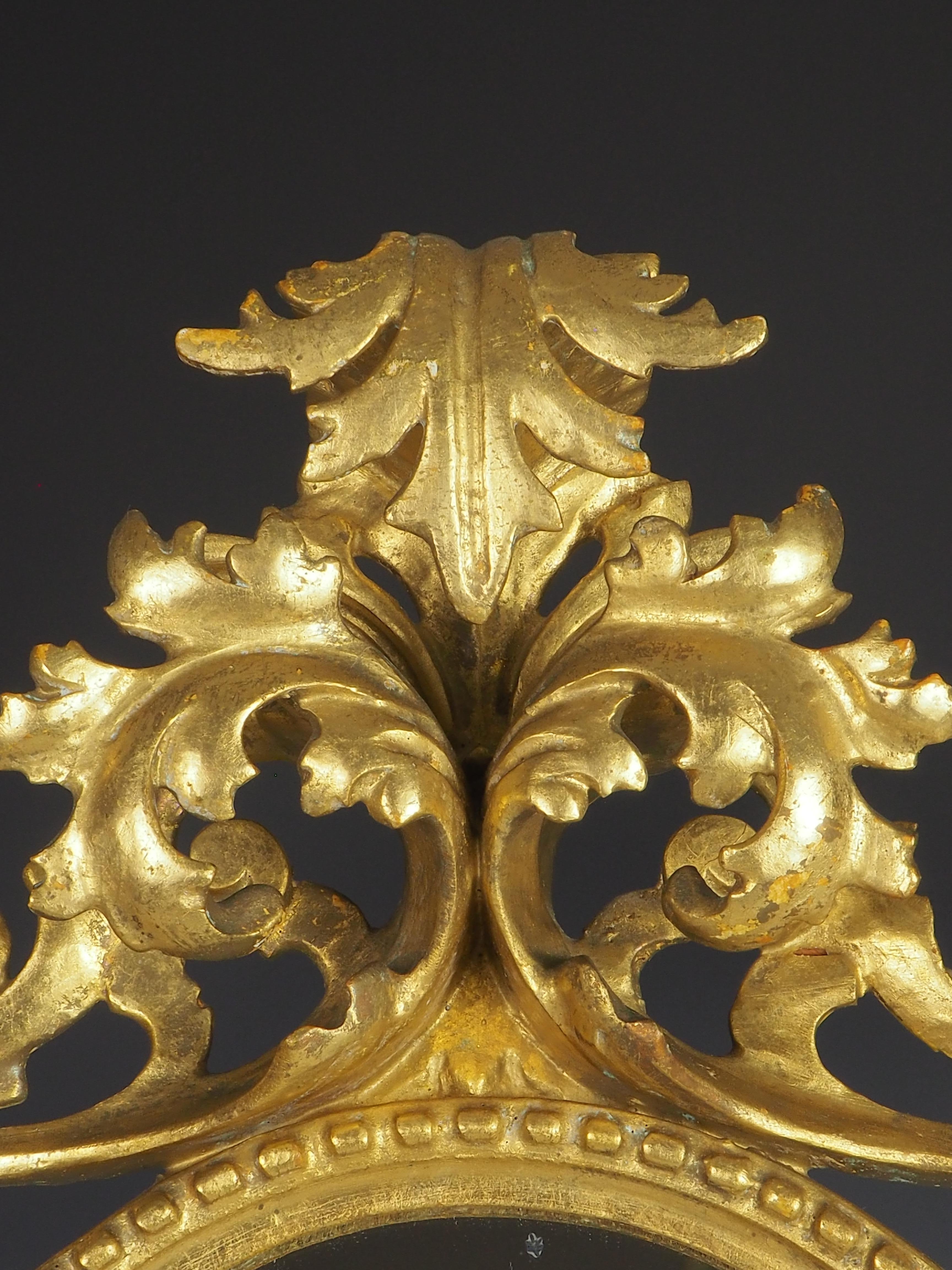 Antike italienische Barock geschnitzt Giltwood Wandspiegel im Angebot 2