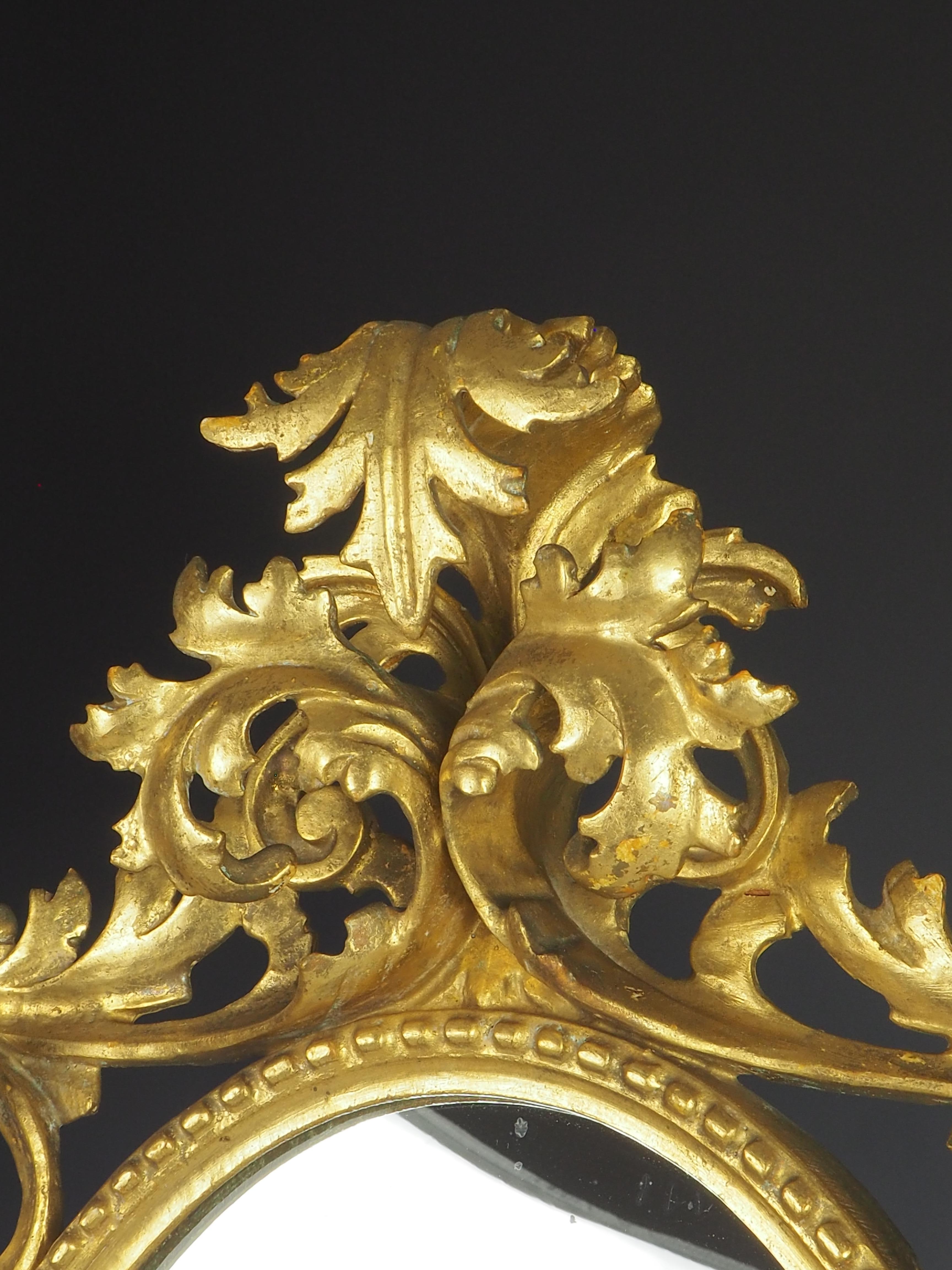 Antike italienische Barock geschnitzt Giltwood Wandspiegel im Angebot 3