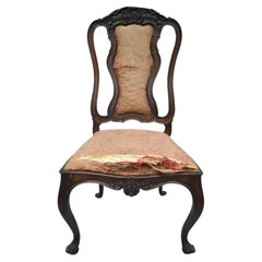 Antique Italian Baroque Carved Walnut Dining Chair French Style w/ Finished Back
