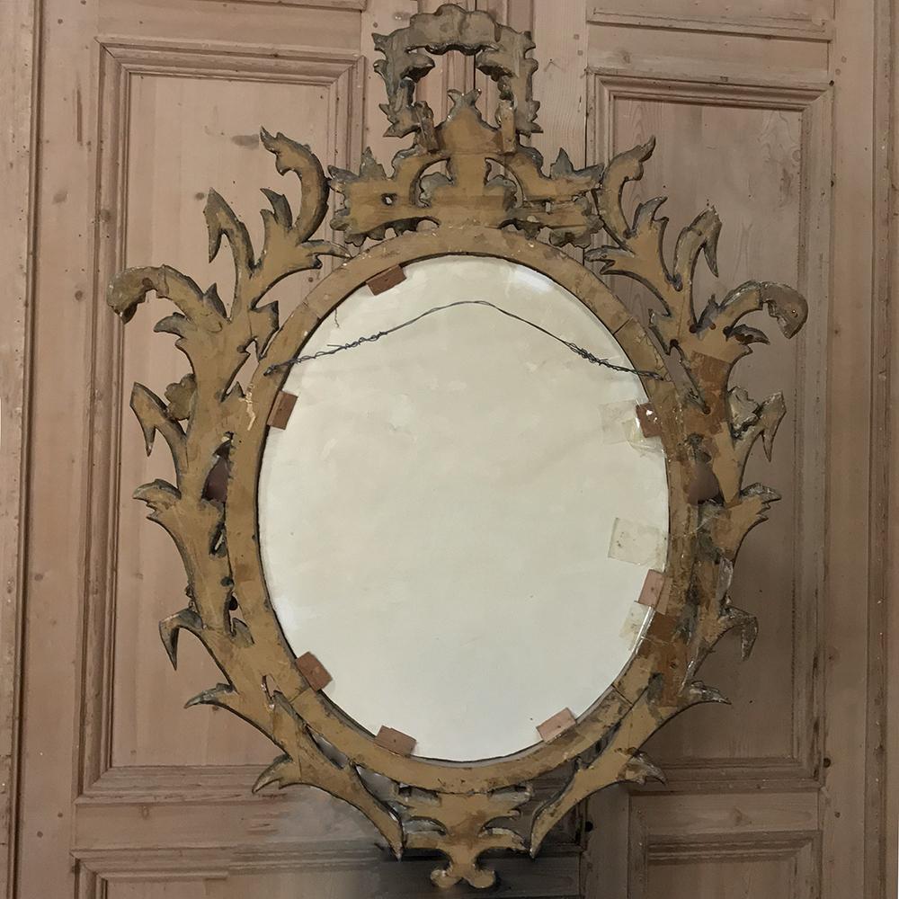 Antique Italian Baroque Carved Wood Gilded Mirror 5
