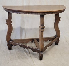 Antique Italian Baroque Demi Lune Console Table