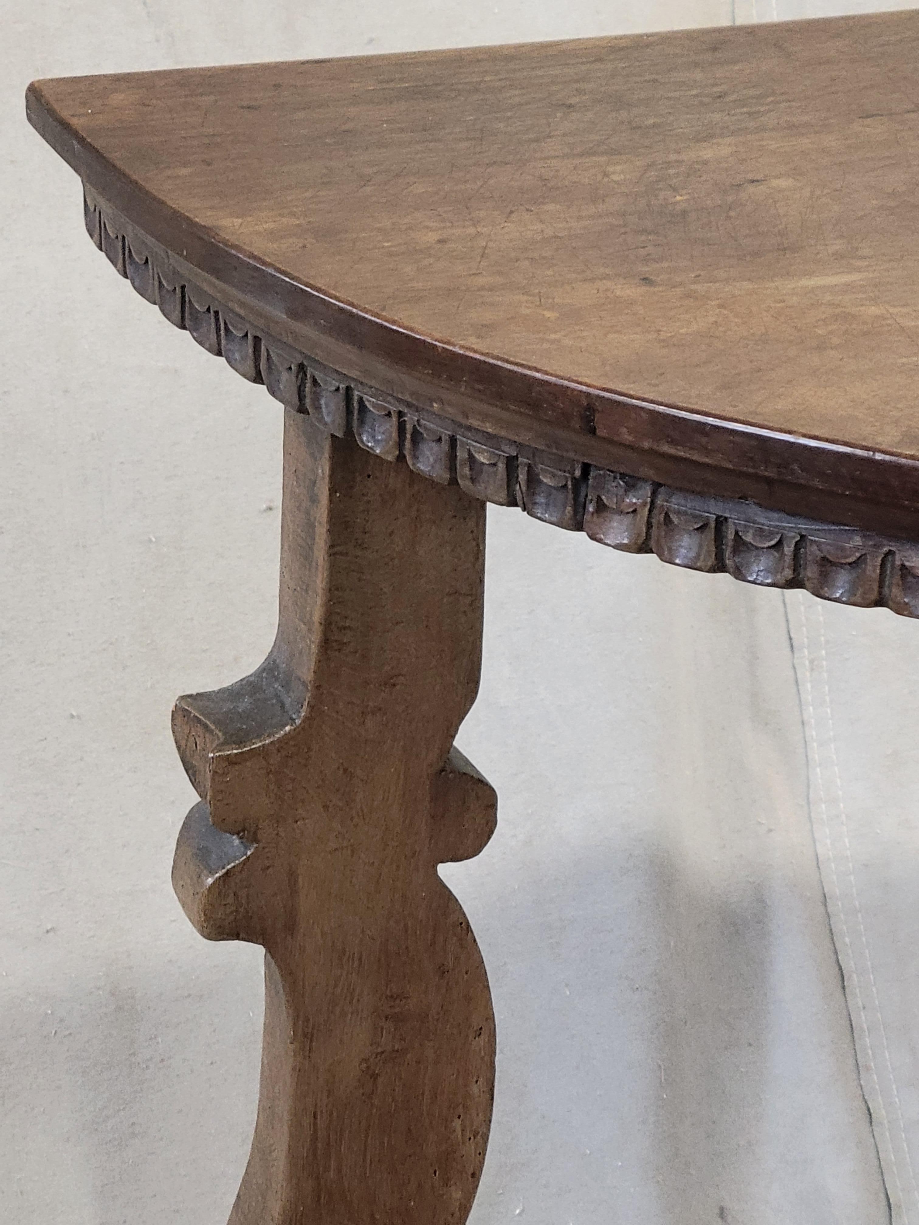Antique Italian Baroque Demi Lune Console Table In Good Condition In Centennial, CO
