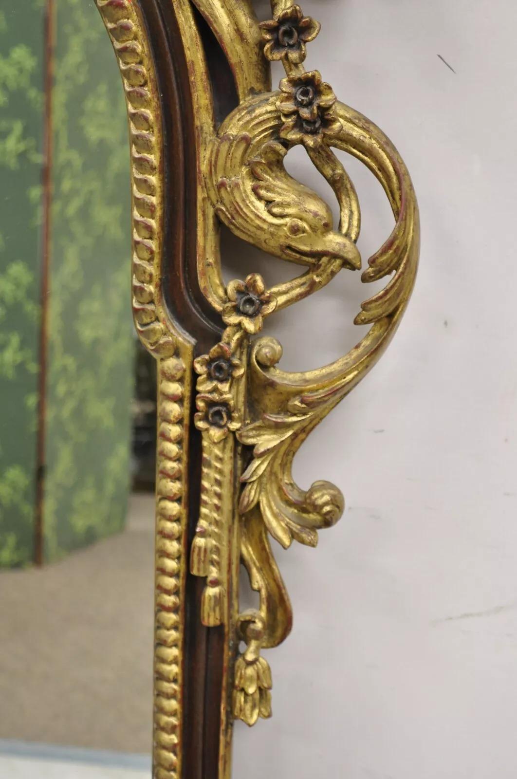 Antique Italian Baroque Figural Mahogany Giltwood Large Wall Mirror w/ Faces For Sale 1