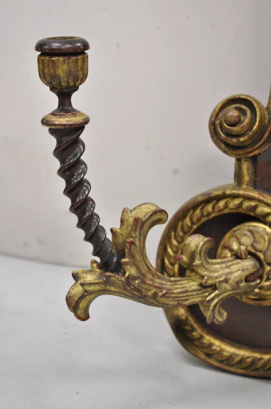 Antique Italian Baroque Figural Mahogany Giltwood Large Wall Mirror w/ Faces For Sale 3