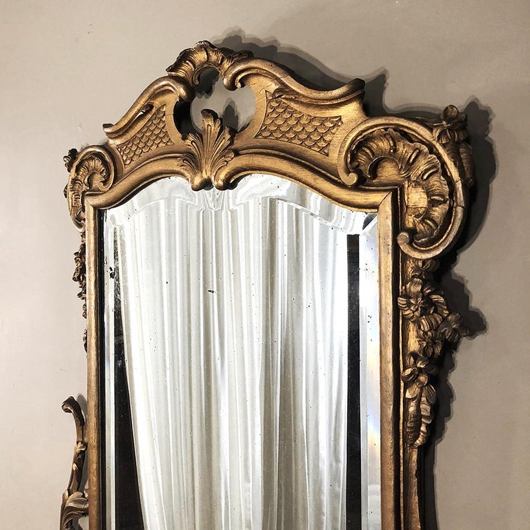 Antique Italian Baroque Gilded Hand Carved Wood Mirror For Sale 3