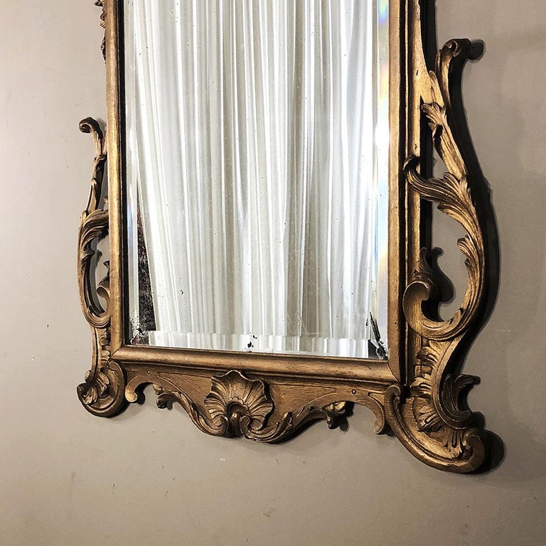 Antique Italian Baroque Gilded Hand Carved Wood Mirror For Sale 4