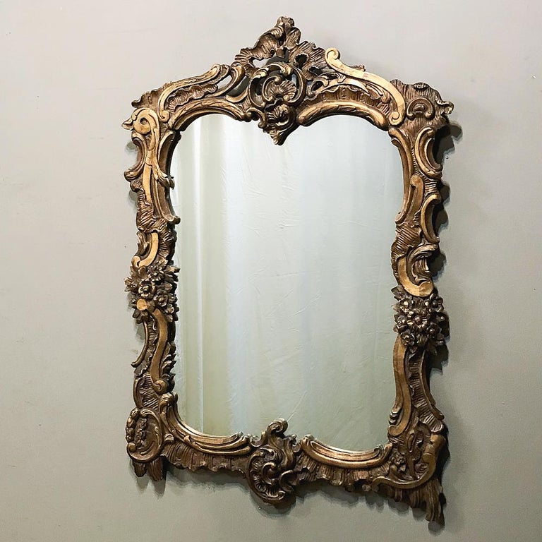 Antique Italian Baroque Gilded Wood Mirror For Sale at 1stDibs