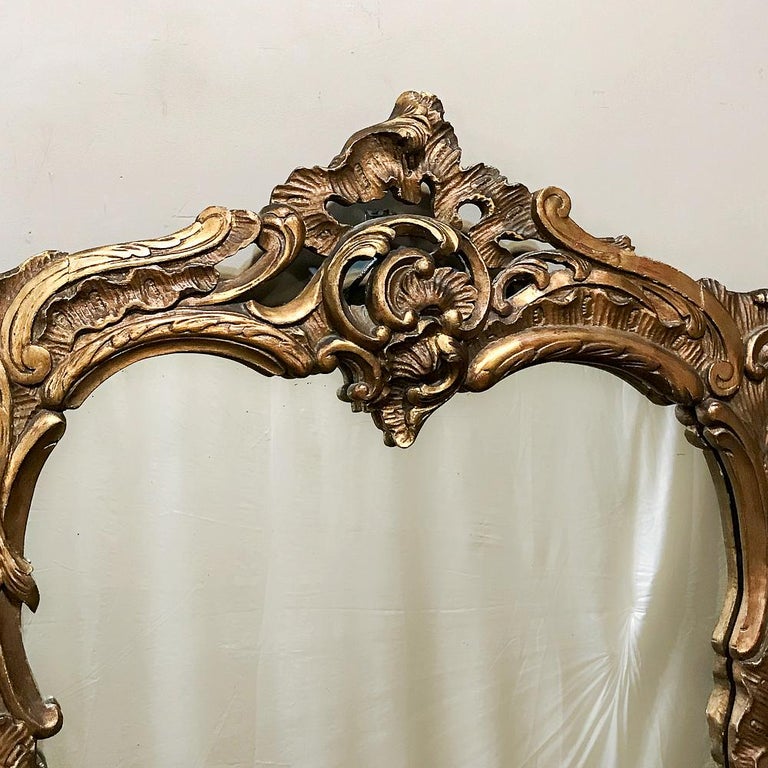 Antique Italian Baroque Gilded Wood Mirror For Sale at 1stDibs