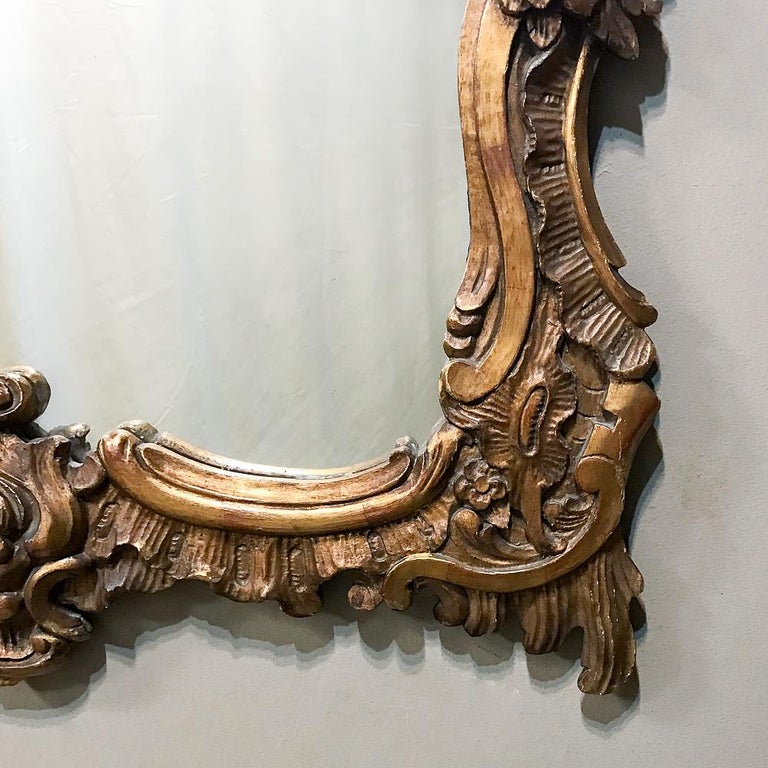 Antique Italian Baroque Gilded Wood Mirror For Sale at 1stDibs