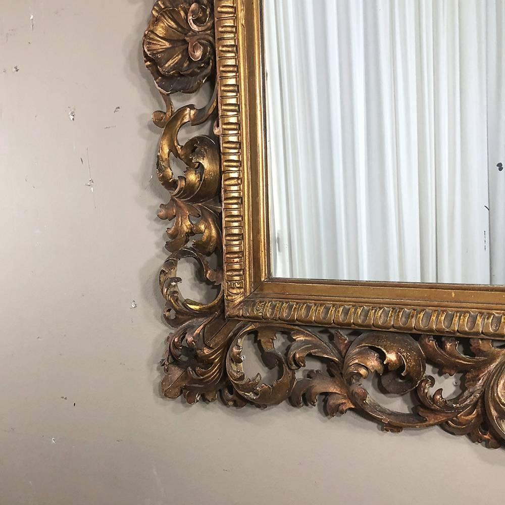 Antique Italian Baroque Giltwood Hand-Carved Mirror 5