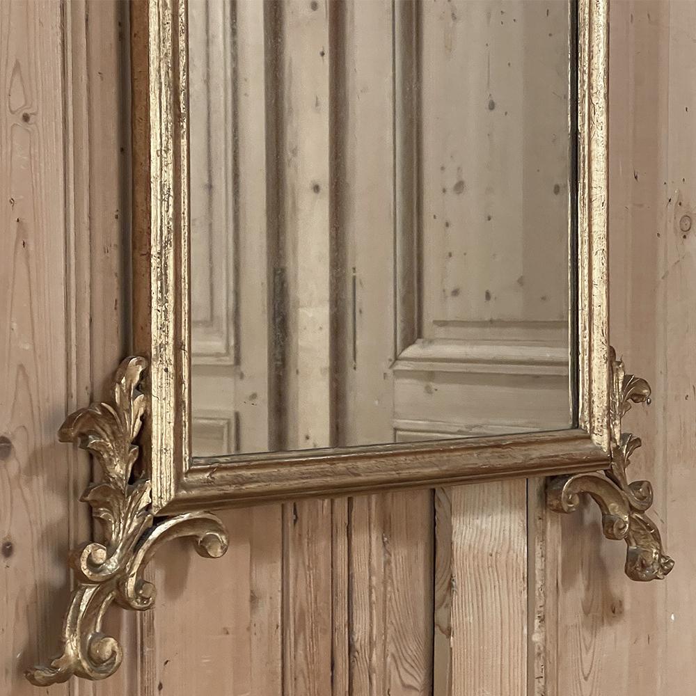 Antique Italian Baroque Giltwood Mirror For Sale 4