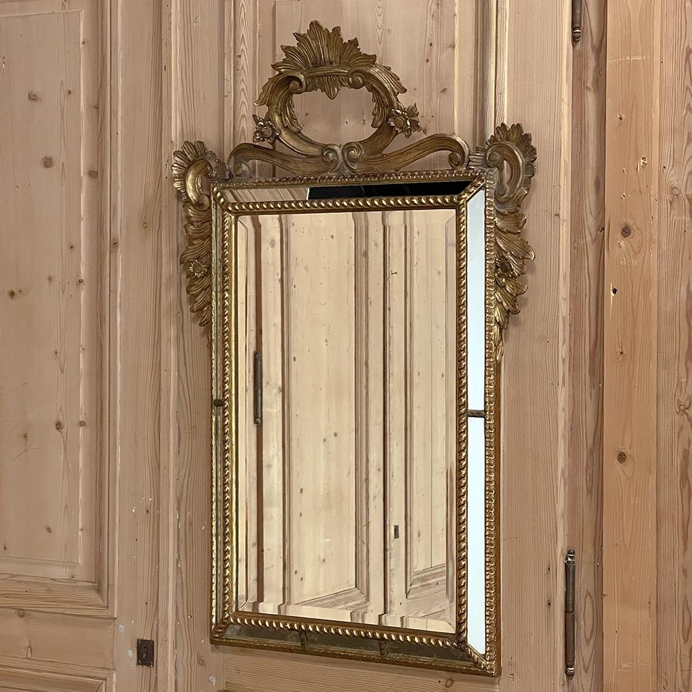 Baroque Revival Antique Italian Baroque Giltwood Mirror For Sale