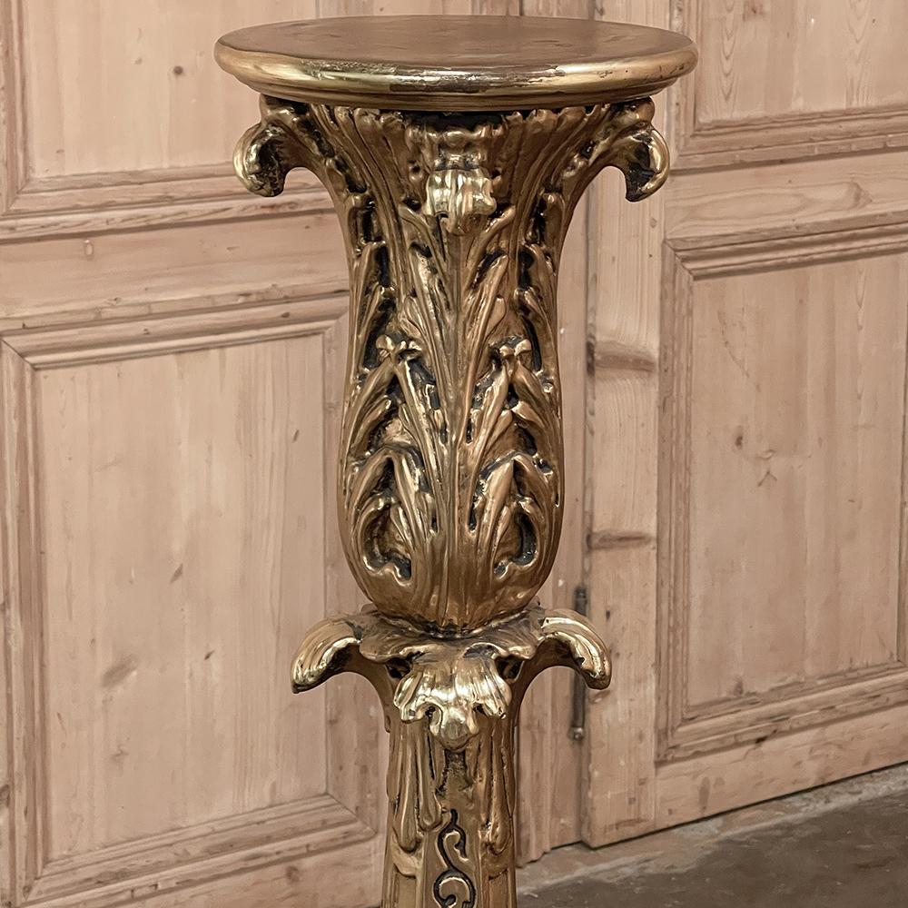 20th Century Antique Italian Baroque Giltwood Pedestal For Sale