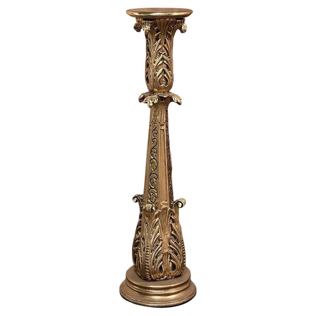 Antique Italian Baroque Giltwood Pedestal For Sale
