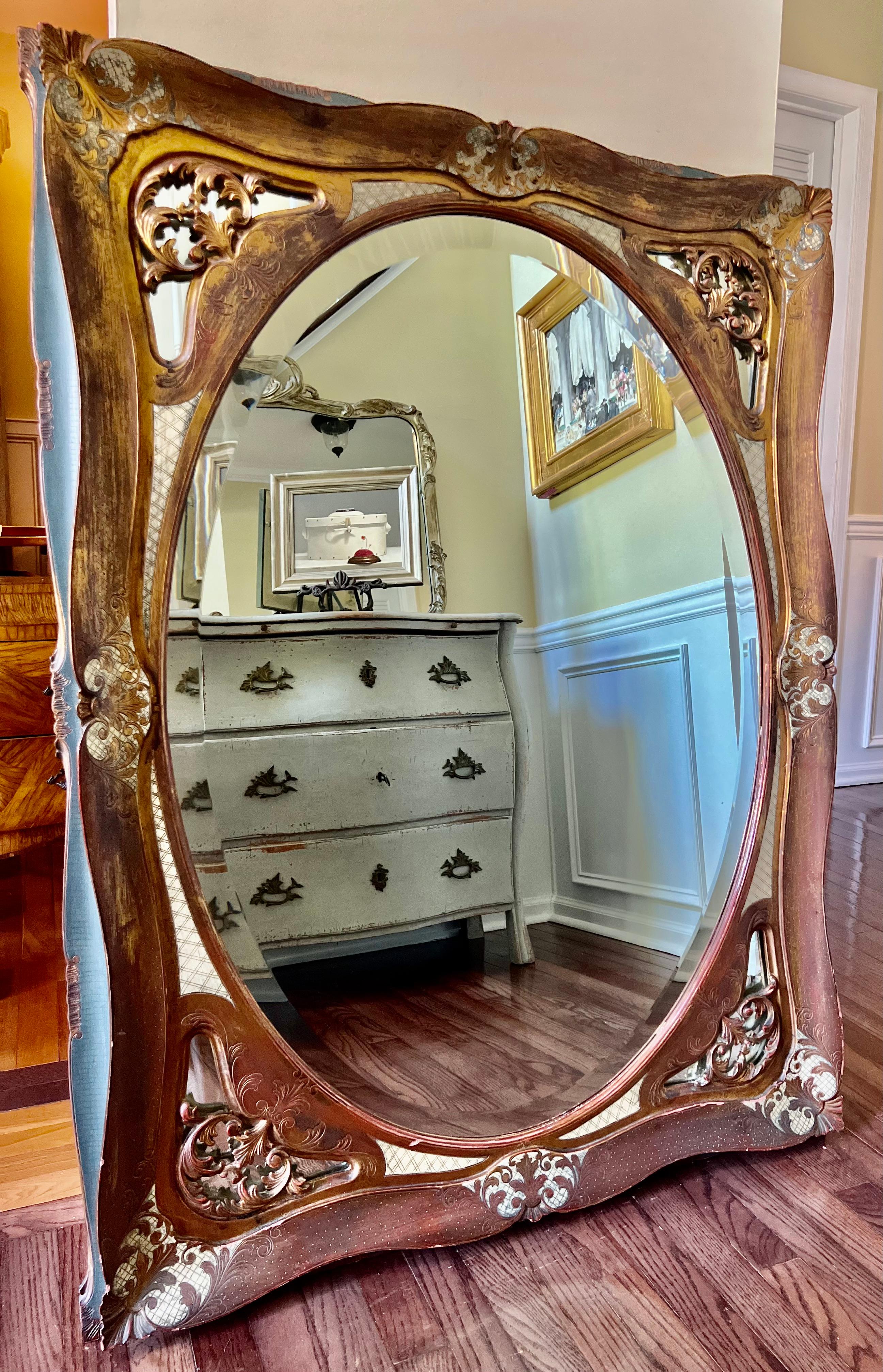 Antike italienische Barock Blattgold und emailliert abgeschrägten Spiegel im Angebot 5