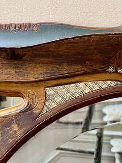 Antique Italian Baroque Gold Leaf and Enameled Beveled Mirror