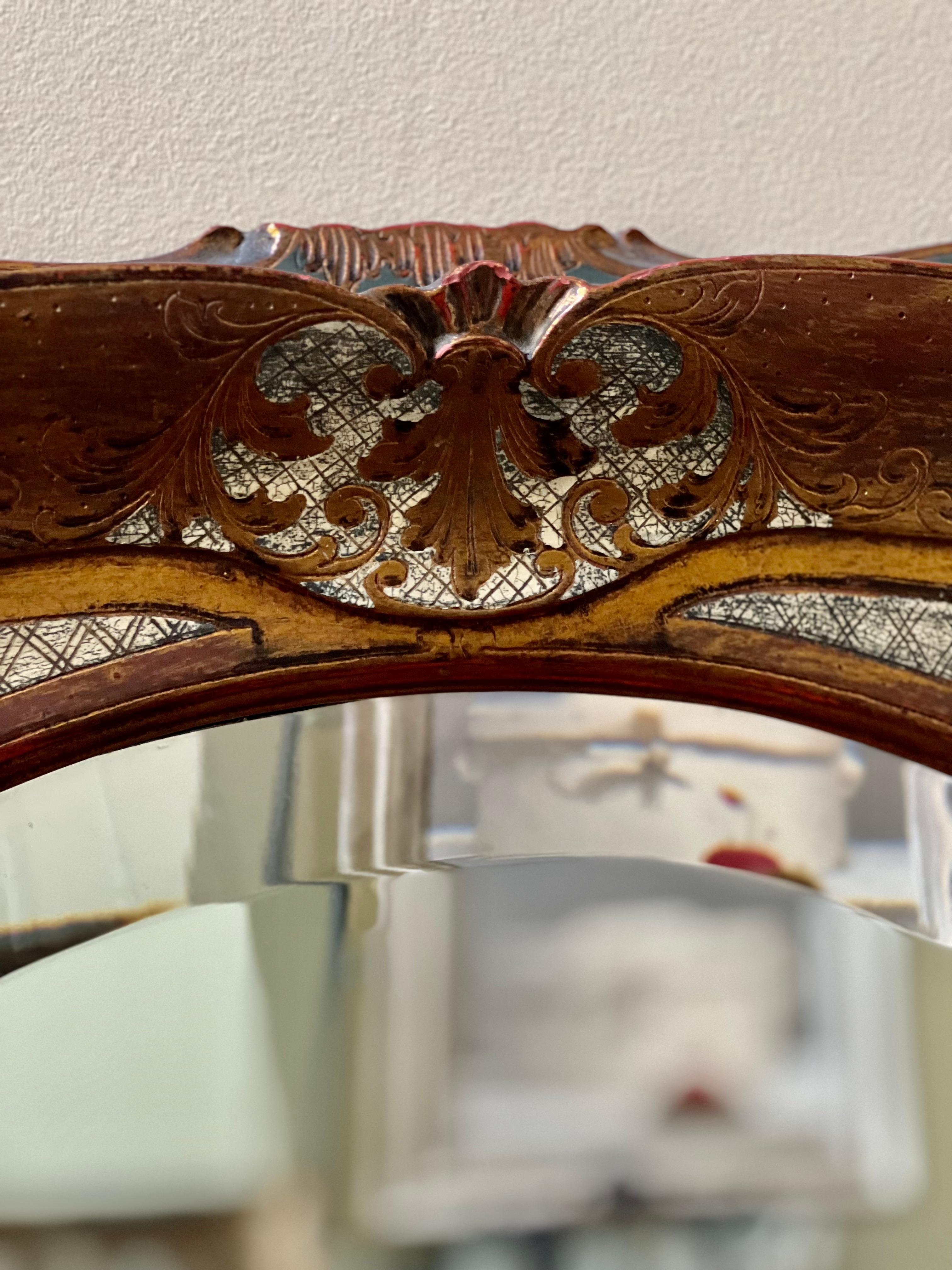 Antike italienische Barock Blattgold und emailliert abgeschrägten Spiegel (Abgeschrägt) im Angebot